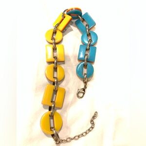 Funky Turquoise & Yellow Vintage Reversible Multi-Color Chain Link Necklace
